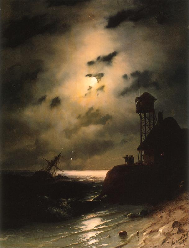 Ivan Aivazovsky Moonlit Seascape With Shipwreck France oil painting art